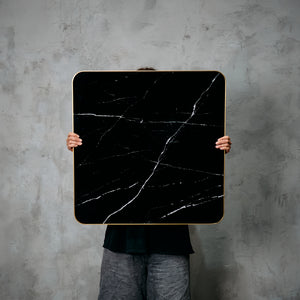 Cubierta Cuadrada Negra 70x70 Mármol melamina B/bronce